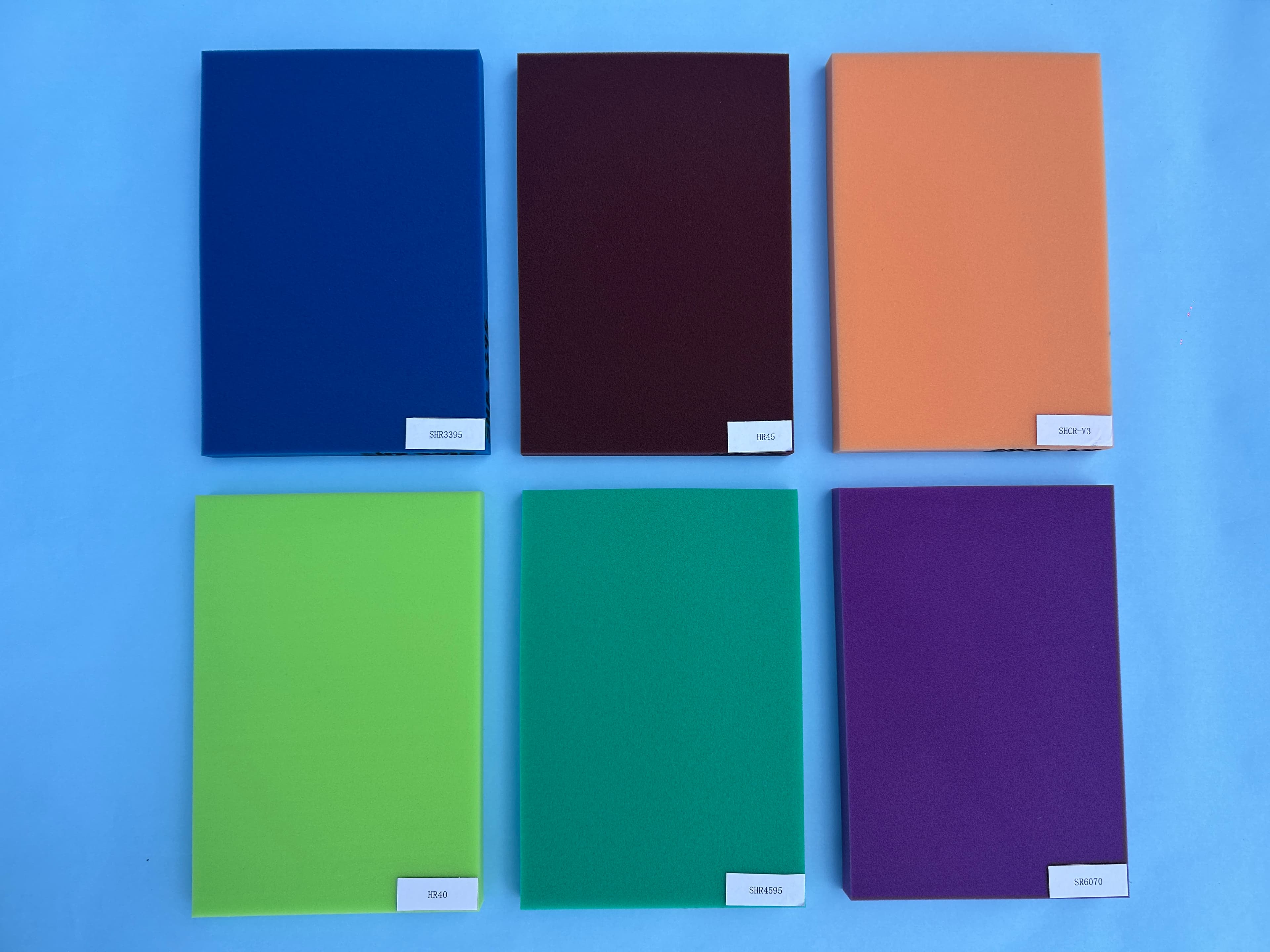 Polishing and cleaning foam sample sheets in bright colors