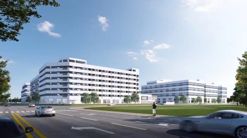 Render desde carretera de la nueva base de fabricación en Huizhou