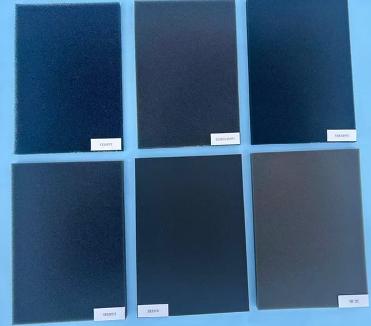 Black filtration foam sample sheets with open-cell structure